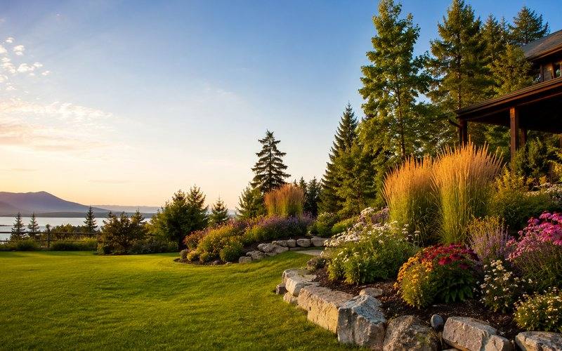 Professional landscaping work on a Coeur d'Alene property