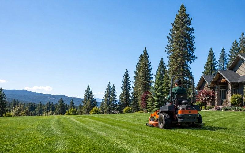 A freshly mown lawn with crisp edges